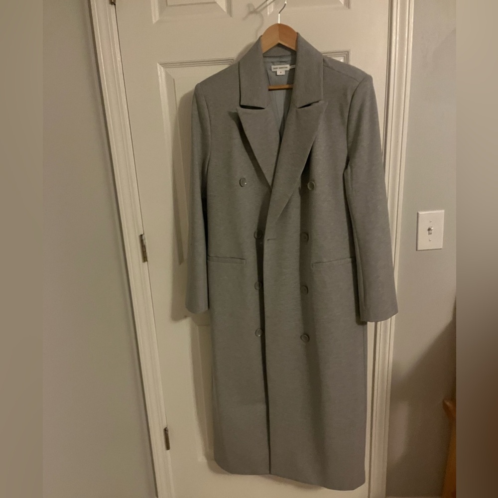 Good American Grey Long Double Breasted Lined Trench Jacket, NWOT, Small - Picture 7 of 12